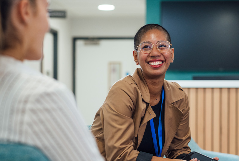 Two people having a conversation